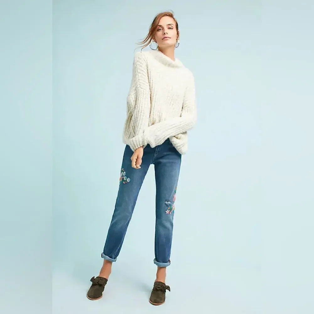 PILCRO AND THE LETTERPRESS by ANTHROPOLOGIE Embroidered Mid Rise Ankle Jeans‎ - Picture 4 of 10